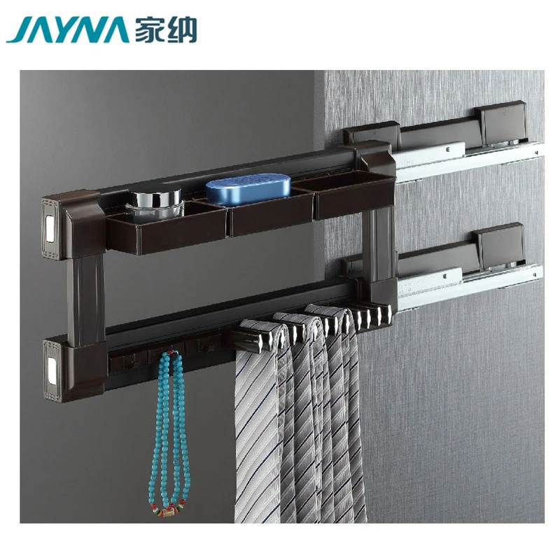 Wardrobe Side Mounted Pull Out Tie Rack and Hanger With Damping Slide