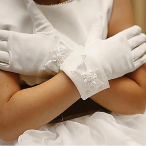 Wedding Flower Girls Party Bowknot Gloves Mittens Ceremony Communion Dress Accessories Kids Children Gloves