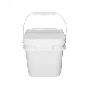 White Barrels 20 Liter Painting Plastic Storage Pails Square Buckets With Lid And Handle