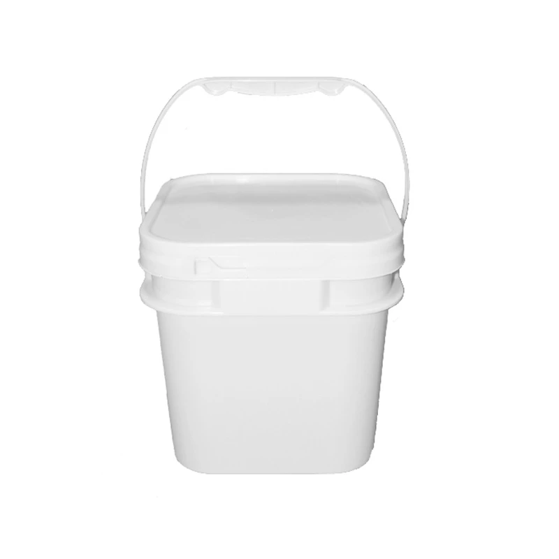 White Barrels 20 Liter Painting Plastic Storage Pails Square Buckets With Lid And Handle