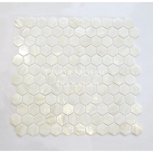 Buy White Color Shell Wall Decorate By Mother Of Pearl Hexagon Shape ...