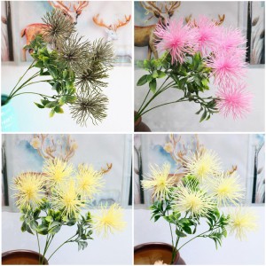 Wholesale 5 Flower Heads Wedding Simulated Artificial Sea Urchin Chrysanthemum for Home Wedding Background Decoration
