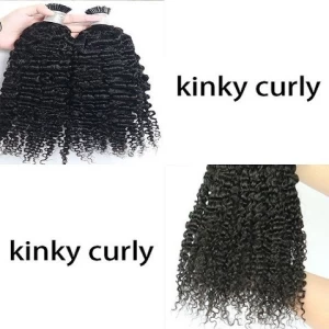 Wholesale Brazilian Raw Virgin Cuticle Aligned Hair I Tip Hair 3B 3C Kinky Curly Hair Extension I Tips