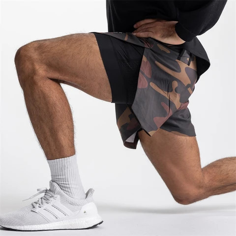 Wholesale Custom Men Workout Vintage Bodybuilding Nylon Polyester Boxer Gym Running Athletic Camo Shorts