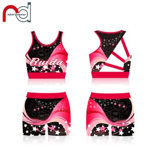 Wholesale kids cheerleading uniforms black cheerleader outfit  sublimation practice wear with logo
