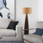 Wholesale led floor lamp Modern handmade decorative ceramic tall floor standing lamp with cylinder shade for living room