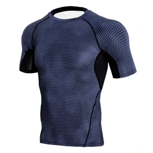 Wholesale Mens Polyester Fiber Regular Fitness  Sports Sweat-absorbent Crewneck  Short Sleeve Shirt Sports T-Shirt