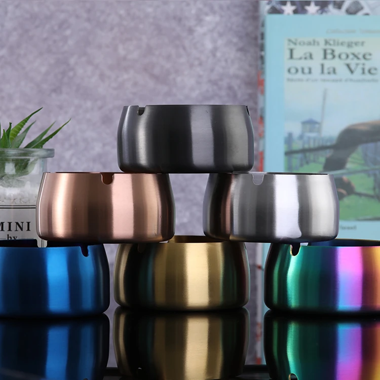 Wholesale new colorful round windproof  bar ashtray stainless steel cigar ashtray