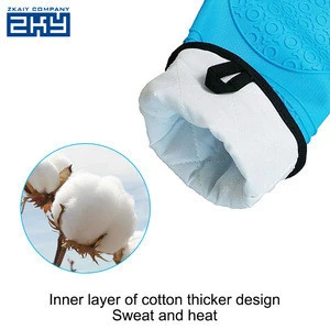 Wholesale Non-stick Silicone Rubber Cotton Oven Cooking Gloves,OEM Accept Silicone Long Sleeve Kitchen Gloves Oven Mitt