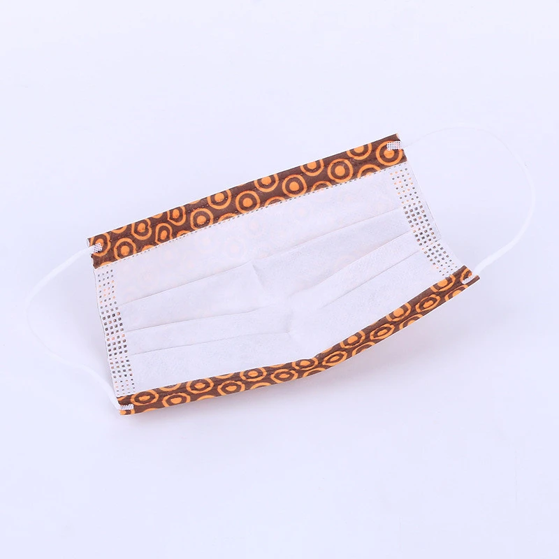Wholesale printed adult disposable mask with meltblown cloth three-layer protective mask breathable and dustproof mask