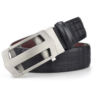 Wholesale Stripe Waist  Ratchet  Men&#39;s Dress Automatic Buckle Genuine leather Belt for man