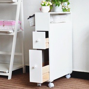 wholesale white wooden storage bathroom cabinet with basket drawer