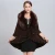 Import Wholesale women 12GG knit winter wool blended capes shawls with faux fur big collar from China