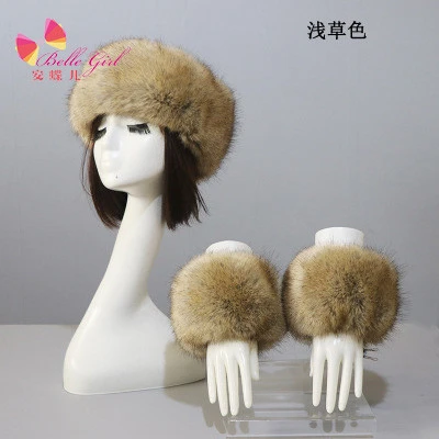 Winter Wholesale 3 pieces set  Hair Accessories faux Fox fur headband for women winter hairband
