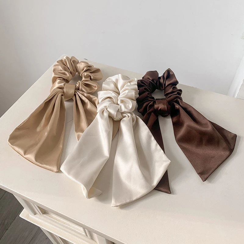 Women Rubber Bands  French Retro Ponytail Bow Hair Tie scrunchies Hair Accessories