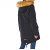 Women&#x27;s mid long detachable Faux Fur Winter Coat Jacket with rib