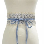 Women's multicolor wide fabric belt girdle lace decoration extra wide lace belt