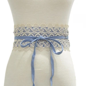 Women&#x27;s multicolor wide fabric belt girdle lace decoration extra wide lace belt