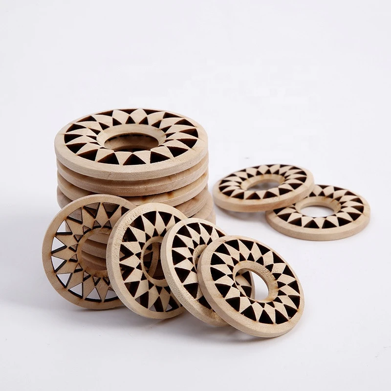 Wood crafts accessories Laser cut wood piece flower pattern for earring necklace
