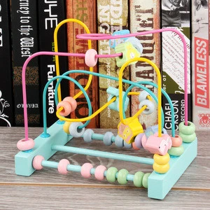 Wooden Kids toys, Counting Circles Bead Abacus Wire Maze Wire Roller Coaster Baby Kids Children Montessori Educational Math Toy