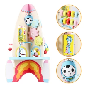 Wooden rocket beading toy busy beading game Wooden educational toys