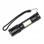 XHP50+COB LED Push Switch Built-in 1800 mAh Lithium Battery Telescopic Zoom Strong Light Flashlight With Pen Holder