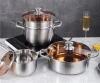 XINCHU 3 Pieces stainless steel kitchen pots and pans cookware sets with Brown Lid