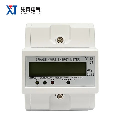 XTM024 Three Phase 4 Wires ABS PC Flame Retardant Energy Meter LCD Display KWH CL.1 RS485 Communication Port MODBUS-RTU Hot Sale