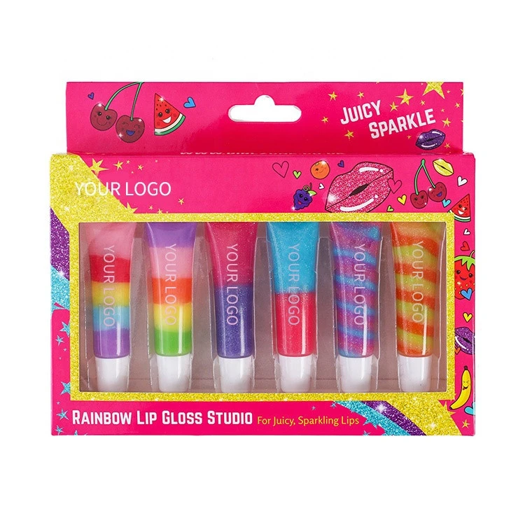YANMEI OEM Organic Vegan Rainbow Fruity Lip Gloss Makeup Set Great Birthday Gifts For Girls  Lipstick Long Lasting Moisturizing