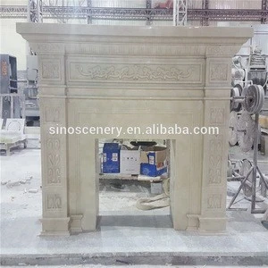Yellow onyx marble fireplace western style for home decoration