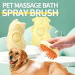 YOSHI  2024 new product electric silicone cat steamy brush self cleaning pet grooming brush with release button for hair removal
