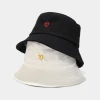 Young Women Ladies Outdoor Sun Bucket Hat Custom With Your Own Logo Embroidery Red Heart Golf Bucket Hat