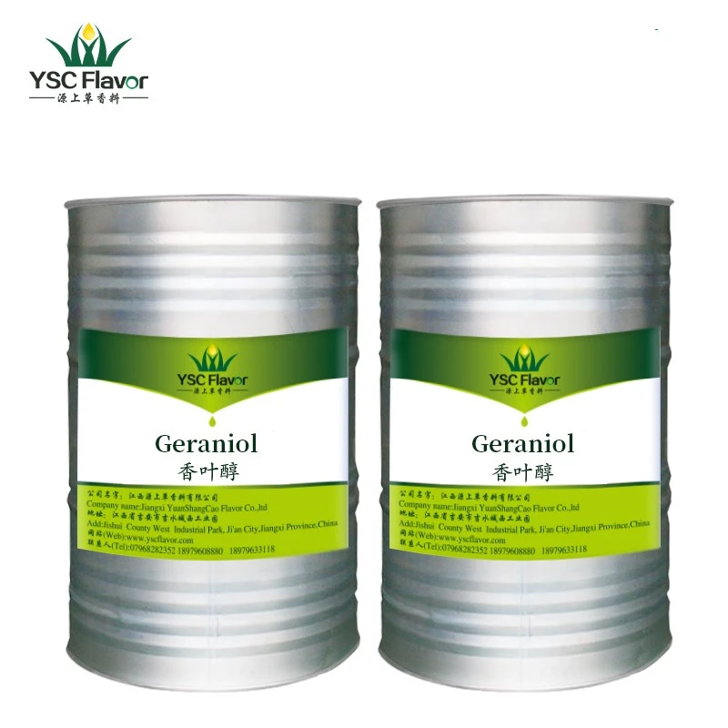 YSC Top quality and low price Natural Geraniol 98% geraniol oil geraniol Flavour &amp; Fragrance CAS NO.106-24-1