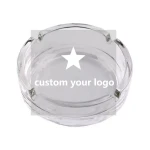 Yufan JL-005S Wholesale Factory New Design Cheap High Quality Colored Round Crystal Custom Logo Cigar Glass Ashtray