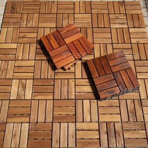 Acacia wood interlock deck tiles