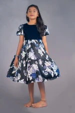 blue floral satin dress