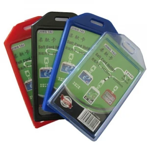 Vertical Soft PVC Working ID Badge Card Holder (T-014V)