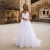 Import Fashionable illusion lace polka dot lantern sleeve wedding dress Wedding Gowns Beach Bride Dress Vestido De Noiva from China