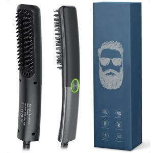 Ionic electric Hair Beard Straightener Brush,Faster Anti-Scald Ceramic Heated Beard Brush