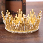 Luxurious Pearl Rhinestones Decorated Full Circle Big Crown Bridal Exquisite Tiara