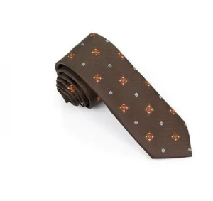 FN-027 Brown color small dott design men' s fashion Woven Silk Tie