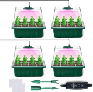Grow Plants Full Spectrum Grow Light, Time Controller, Humidity Dome, And Dishwasher Safe Trays!