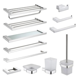12 Piece Modern Chrome Towel Bar Set 304 Stainless Steel Bathroom Hardware Accessories Set