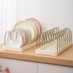Manufacturers direct home detachable metal +PP dish rack kitchen multi-functional pot cover rack