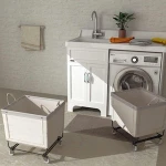 100% Cotton Canvas Laundry Cart Cloth Basket with Wheels Laundry Hamper