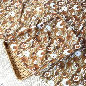 100% POLYESTER FABRIC custom fabric printing metallic gold cut flowers jacquard chiffon fabric for dress
