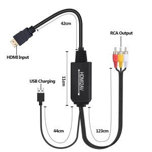 1080P HDMI to RCA AV 3RCA CVBs  Converter Adapter Cable Composite Video Audio Support for Amazon Fire Stick Roku Chromecast PC