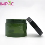 10oz dark green shea butter container with black lid for bath salt