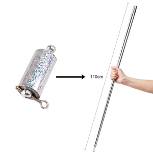 110cm Stretchable Magic Trick Prop Metal High Elasticity Steel Silver Appearing Cane Magic Toy for Extendable Self Defense Stick