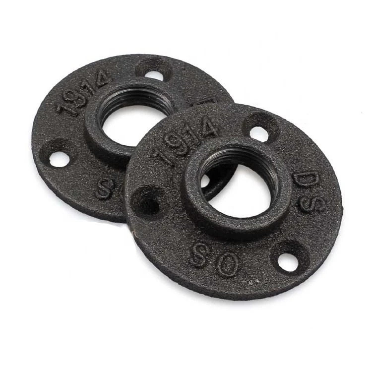 1/2 3/4 1 size Cast iron pipe fittings Black floor flange for wholesale